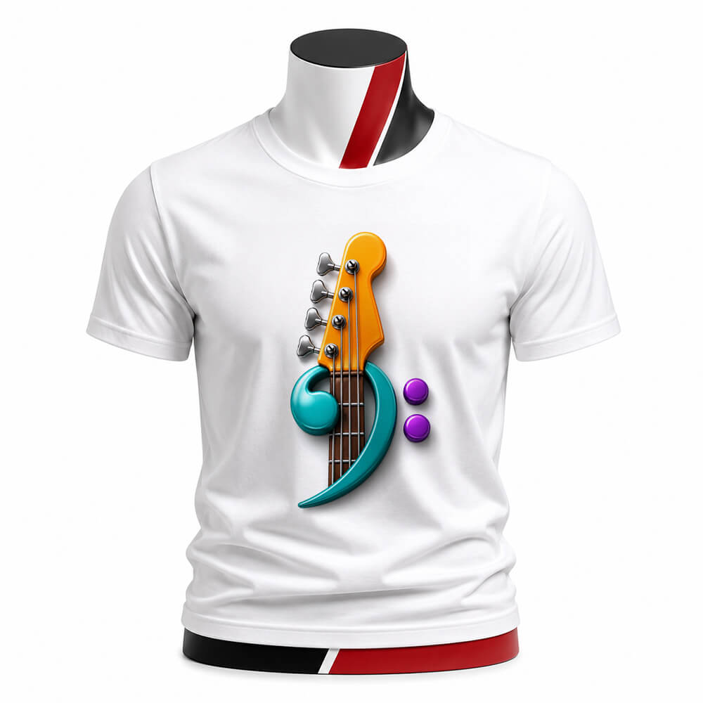 Tricou personalizat unisex - Chitară Bass și cheie Fa
