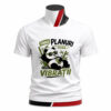 Tricou personalizat cu panda și mesajul Fără planuri doar vibrații. Imprimare premium prin sublimare material confortabil design rezistent și culori intense.