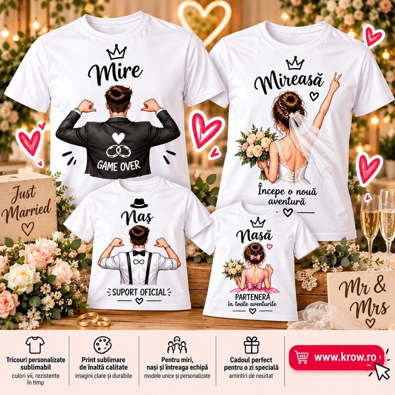 Nuntă Tricouri personalizate Krow Tricouri personalizate Râmnicu Sărat