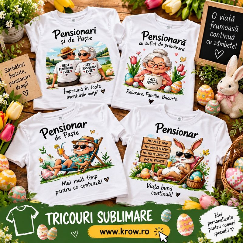 Pensionari Paște Tricouri sublimare krow
