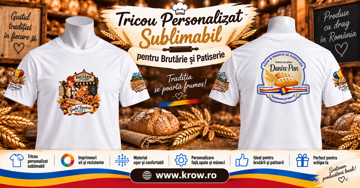 Tricou Personalizat Sublimabil pentru Brutărie și Patiserie
