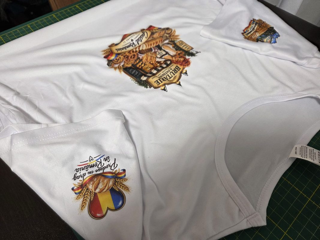 Tricou personalizat sublimabil pentru afaceri din Râmnicu Sărat și Podgoria Tricouri sublimabile pentru brutării patiserii magazine restaurante și echipe locale