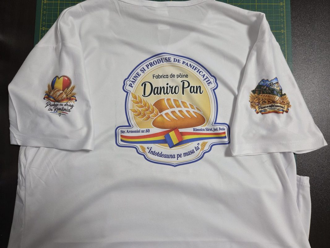 Tricou pentru afaceri din Râmnicu Sărat și Zoița Tricouri sublimabile pentru brutării patiserii magazine restaurante și evenimente locale