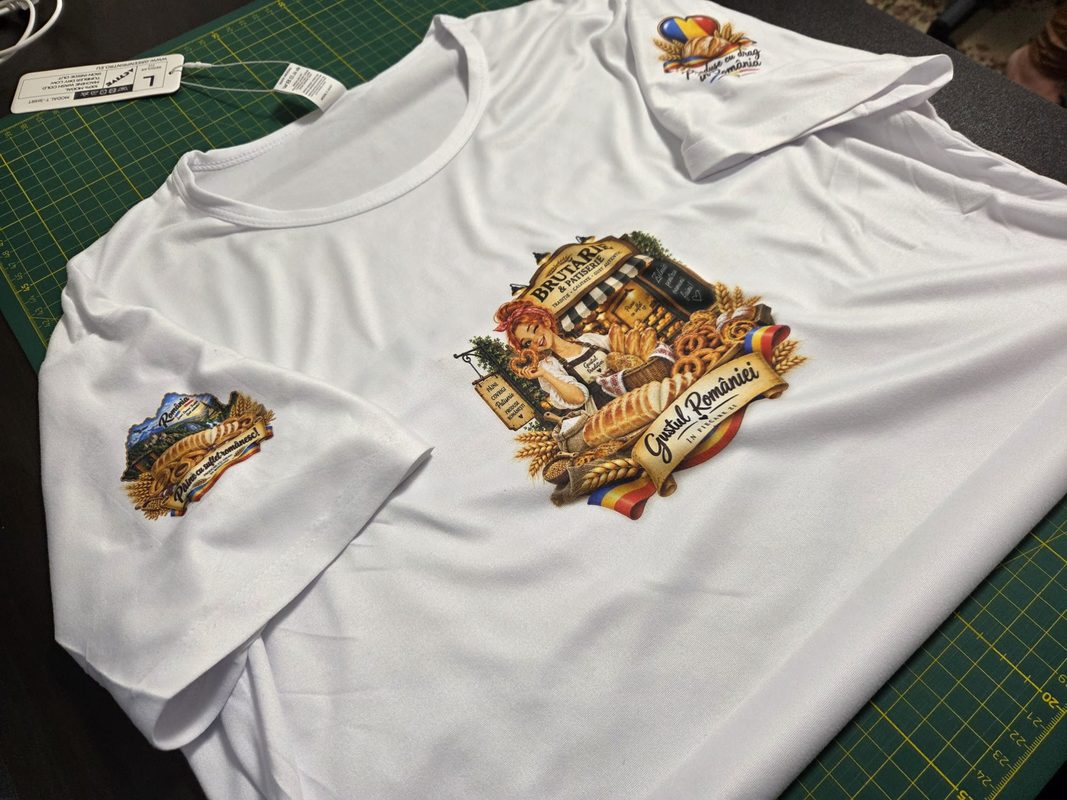 Tricou personalizat sublimabil pentru firme din Râmnicu Sărat și Topliceni Tricouri sublimabile cu grafică personalizată pentru angajați uniforme și promovare locală