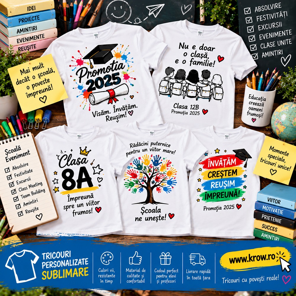 Tricou sublimare – Școală Eveniment Modern Krow Râmnicu Sărat